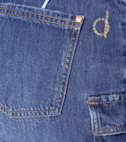 Short Para Mujer Largo En Indigo Tipo Cargo Katty DerekAZ