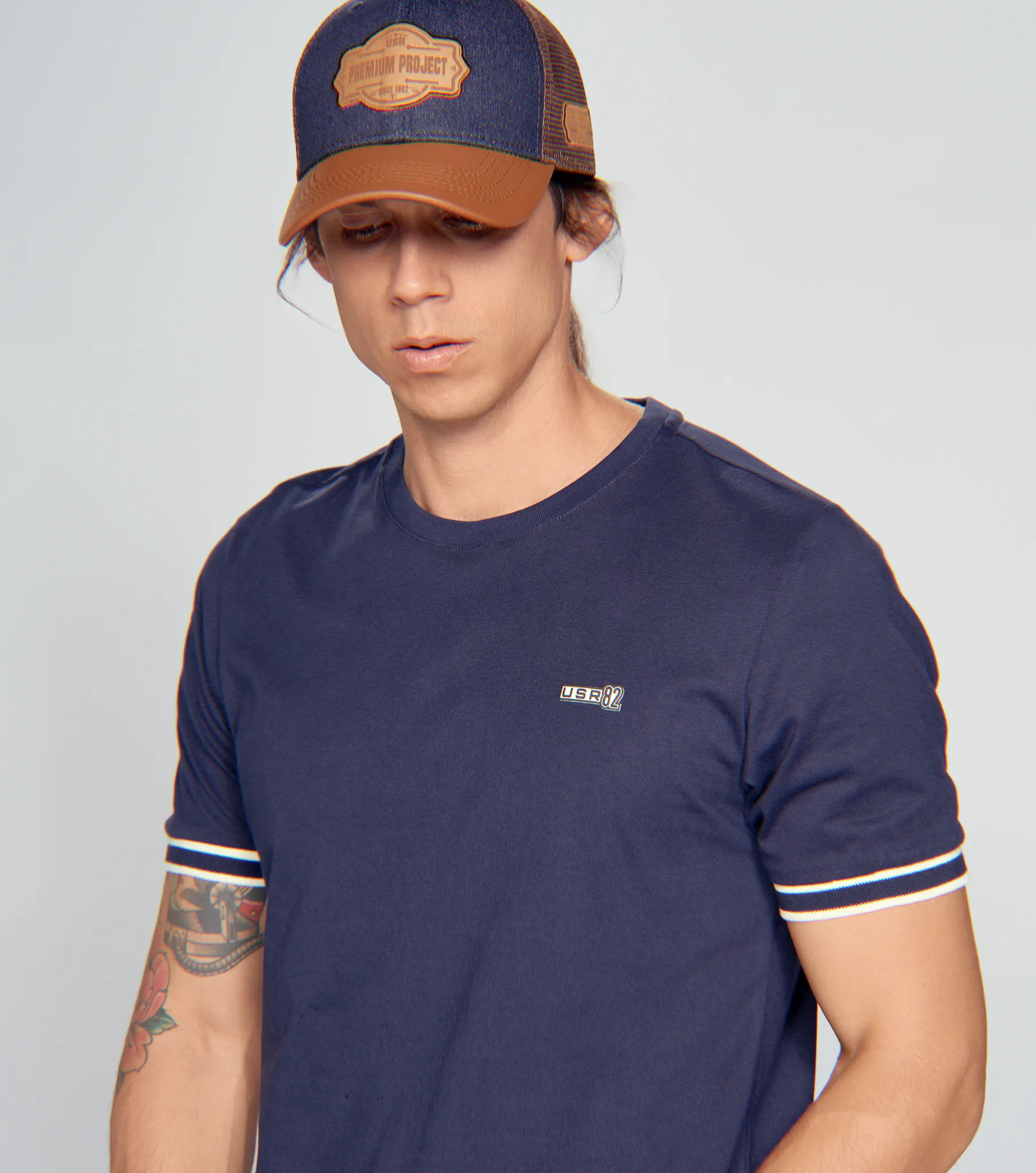T Shirt Para Hombre Molderia Slim Con Punos Tejidos Combinados Unser 835082 AV