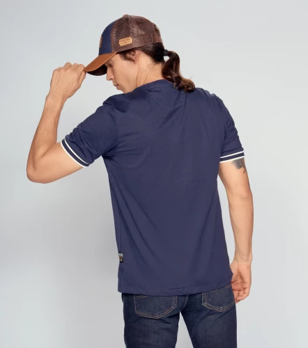 T Shirt Para Hombre Molderia Slim Con Punos Tejidos Combinados UnserAV