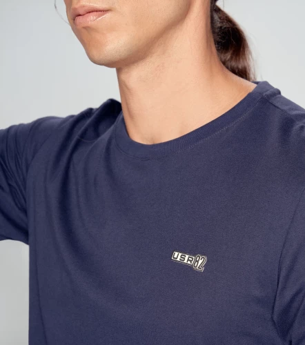 T Shirt Para Hombre Molderia Slim Con Punos Tejidos Combinados UnserAV