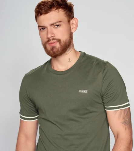 T Shirt Para Hombre Molderia Slim Con Punos Tejidos Combinados UnserVO