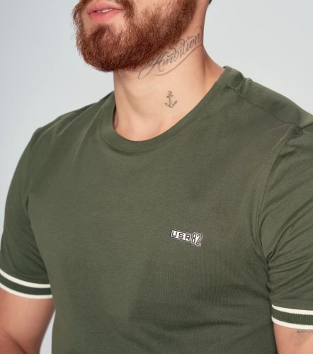 T Shirt Para Hombre Molderia Slim Con Punos Tejidos Combinados UnserVO