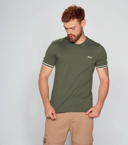 T Shirt Para Hombre Molderia Slim Con Punos Tejidos Combinados UnserVO