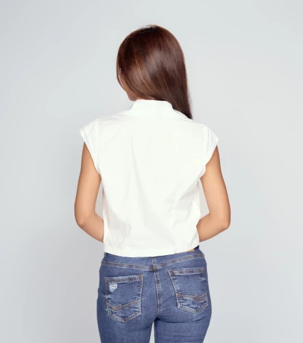 Yuliana Blusa Unicolor Con Bolsillo Y Cuello UnserBL