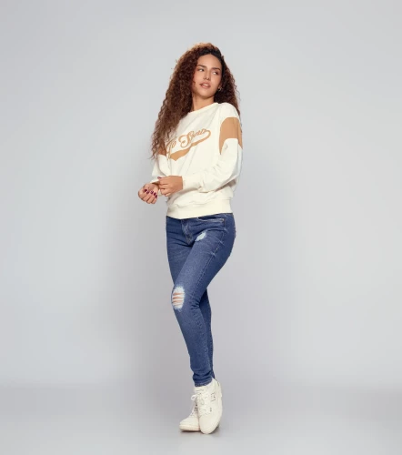 Leidy Buzo Combinado En Mangas Con Estampado Delantero UnserAR