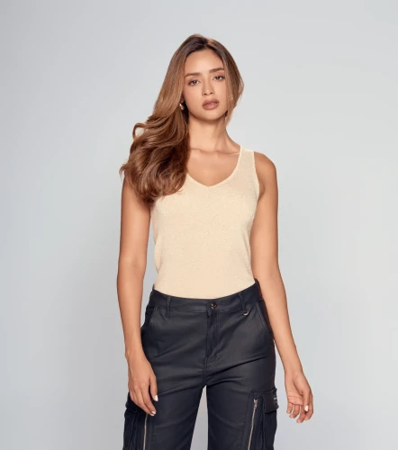 Blusa Escote En V Unicolor DerekBG