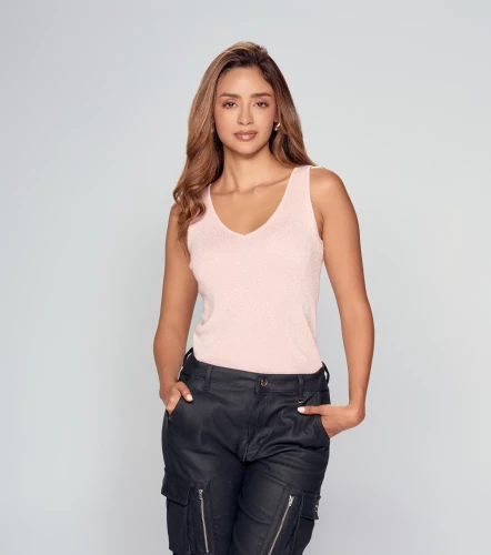 Blusa Escote En V Unicolor DerekRS