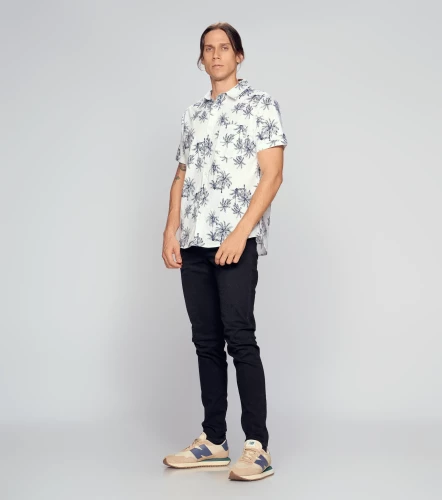 Camisa Para Hombre Molderia Slim Estampada Manga Corta UnserBL