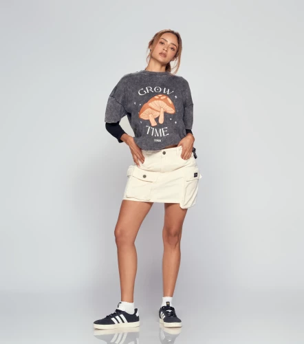 Melany T Shirt Boxy Con Acid Wash TyperNG