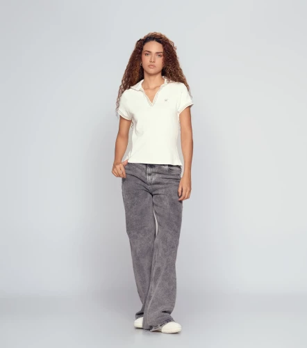 Laura Polo Unicolor Cuello En V Con Martingala Cuello Y Punos Tejidos UnserAR