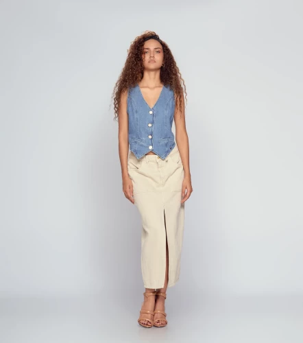 Chaleco Para Mujer En Indigo Con Proceso Christina DerekAZ