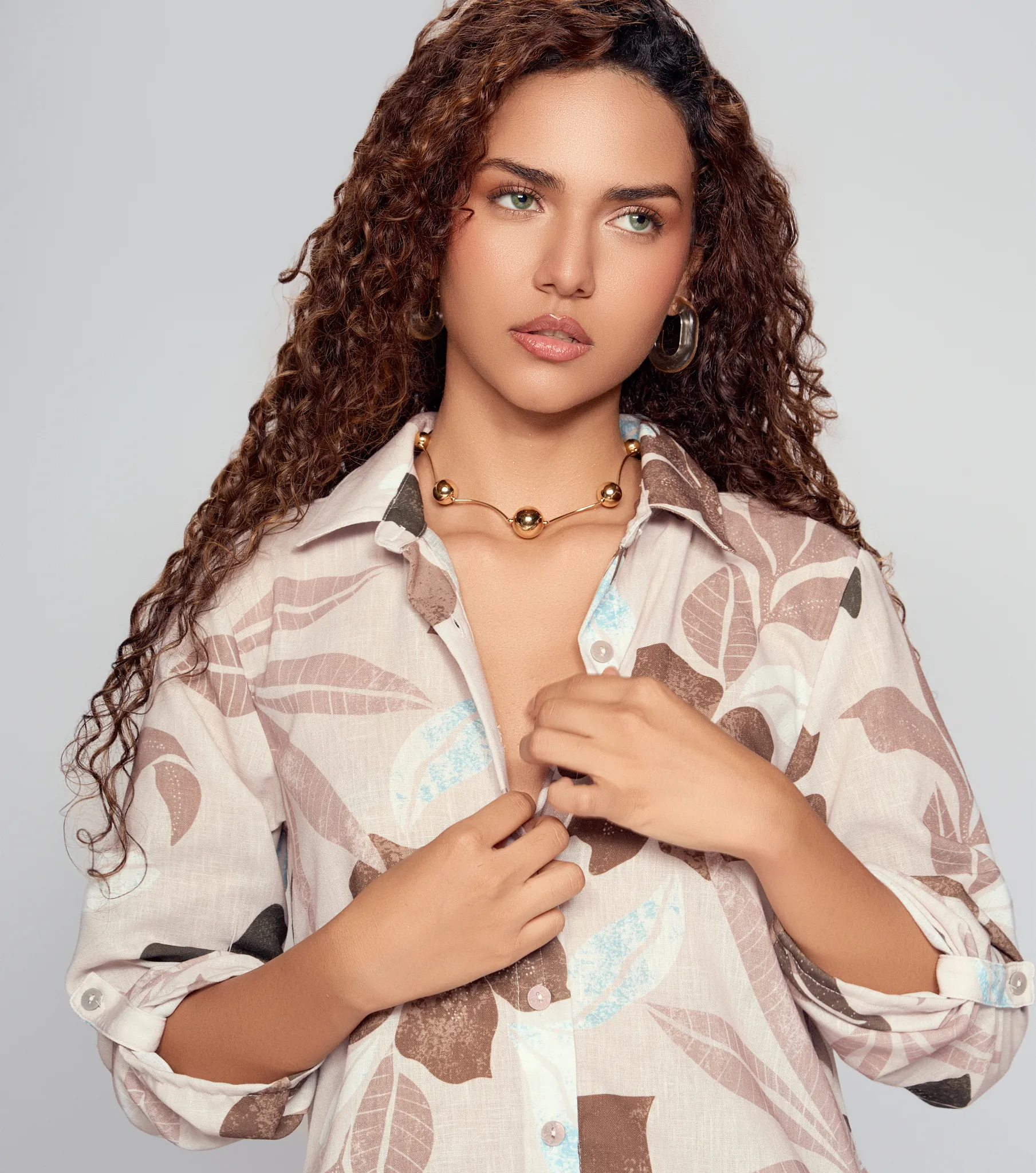 Vestido Para Mujer En Lino Estampado Con Manga 3 4 Derek 835264 KQ