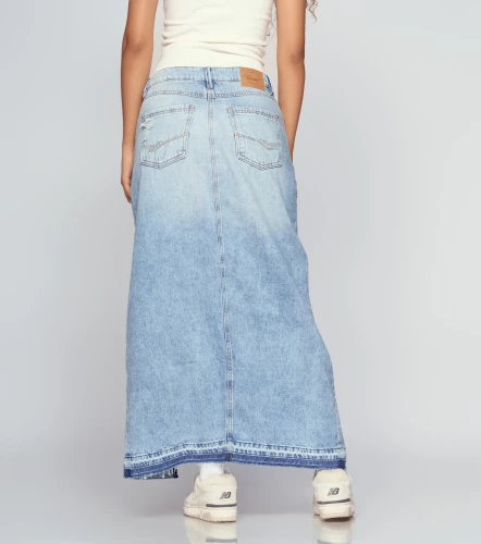 Alexa Falda Larga Con Proceso Claro Rotos Y Bolsillos UnserAZ
