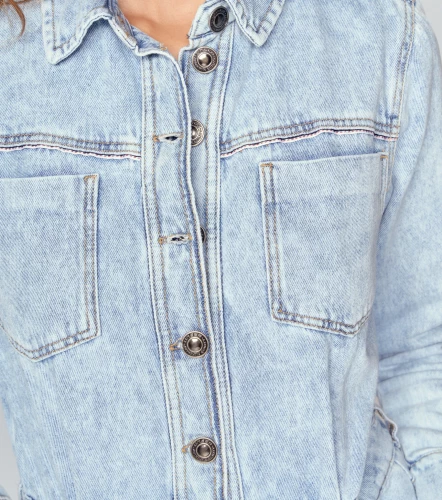 Alice Vestido En Indigo Manga Larga Con Proceso Y Bolsillos UnserAZ