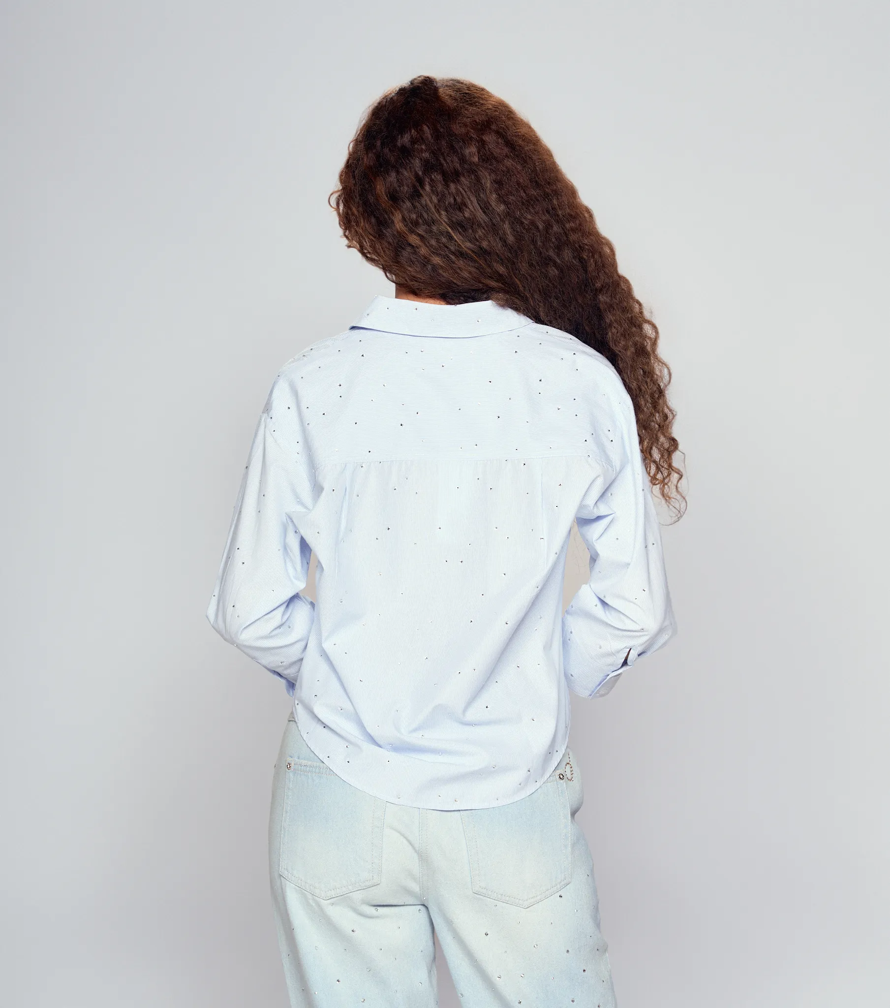 Blusa Camisera Manga Larga Para Mujer De Rayas Y Brillos Derek 833766 AZ