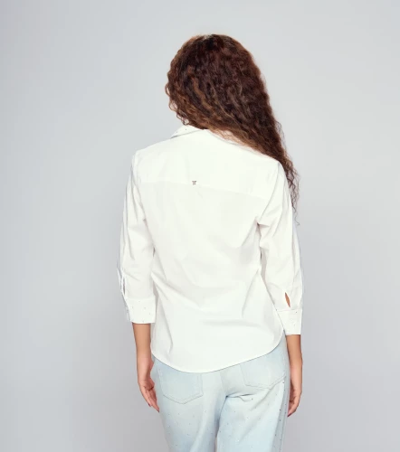 Blusa Para Mujer Camisera Manga 3 4 Unicolor DerekBL