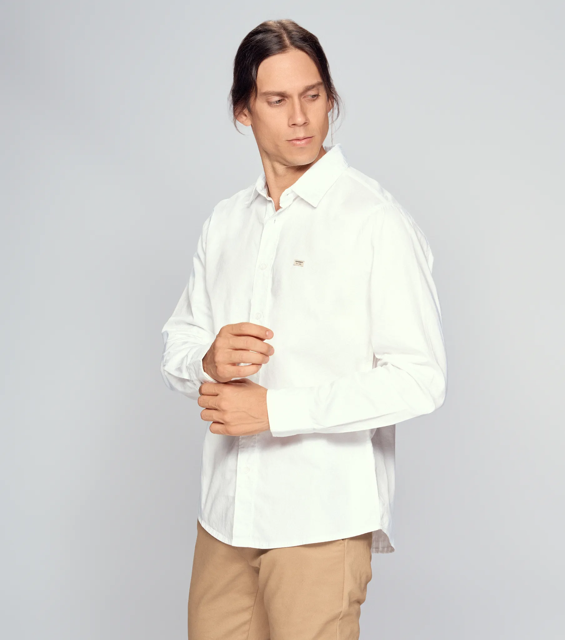 Camisa Para Hombre Molderia Comfort Unicolor Manga Larga Unser 833599 BL