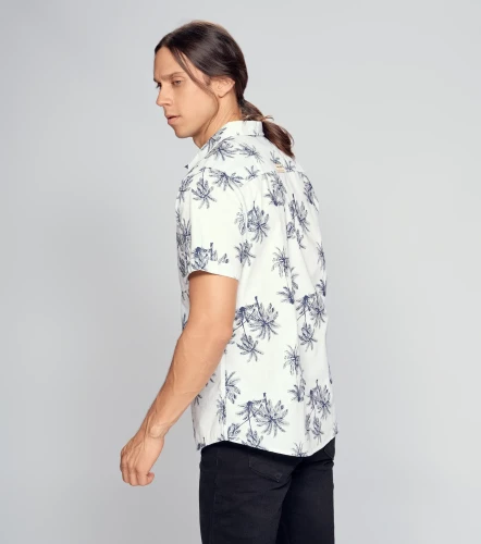 Camisa Para Hombre Molderia Slim Estampada Manga Corta UnserBL