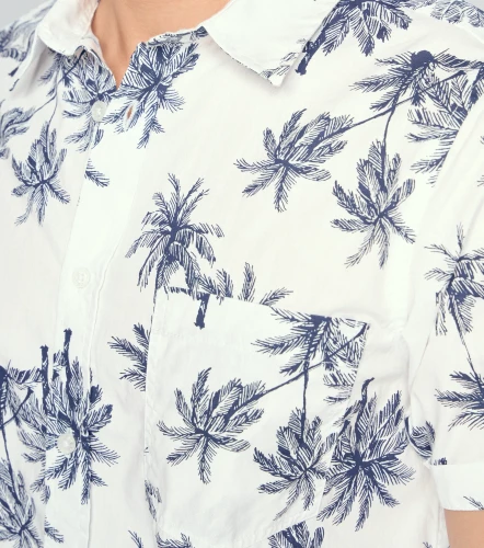 Camisa Para Hombre Molderia Slim Estampada Manga Corta UnserBL