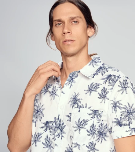 Camisa Para Hombre Molderia Slim Estampada Manga Corta UnserBL