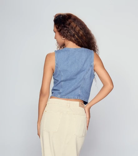 Chaleco Para Mujer En Indigo Con Proceso Christina DerekAZ