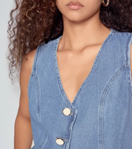 Chaleco Para Mujer En Indigo Con Proceso Christina DerekAZ