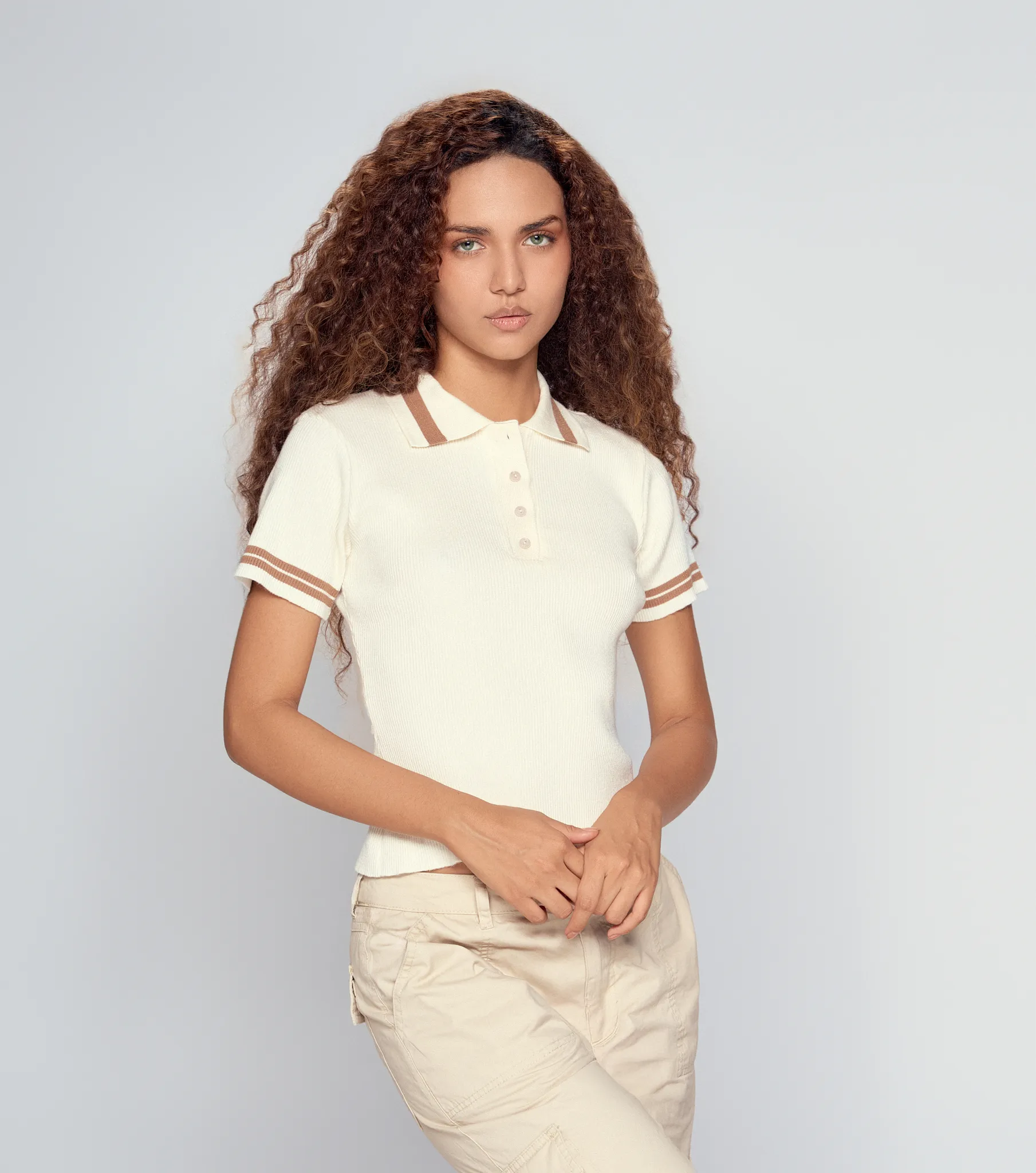 Cloe Blusa Tejida Con Cuello Y Botones Unser 832678 AR