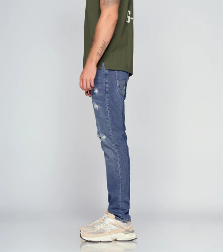 Jean Para Hombre Cinco Bolsillos Molderia Iron Con Rotos UnserAZ