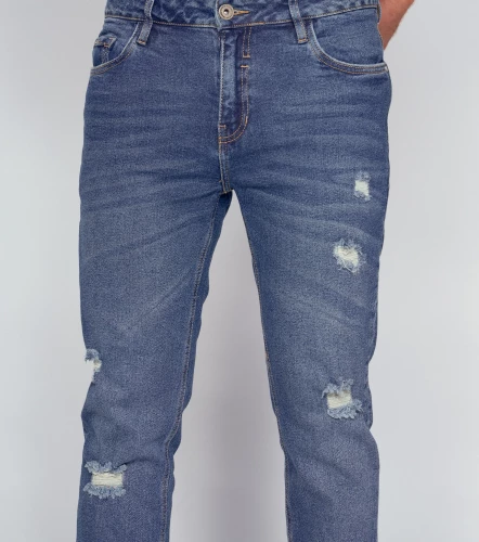 Jean Para Hombre Cinco Bolsillos Molderia Iron Con Rotos UnserAZ
