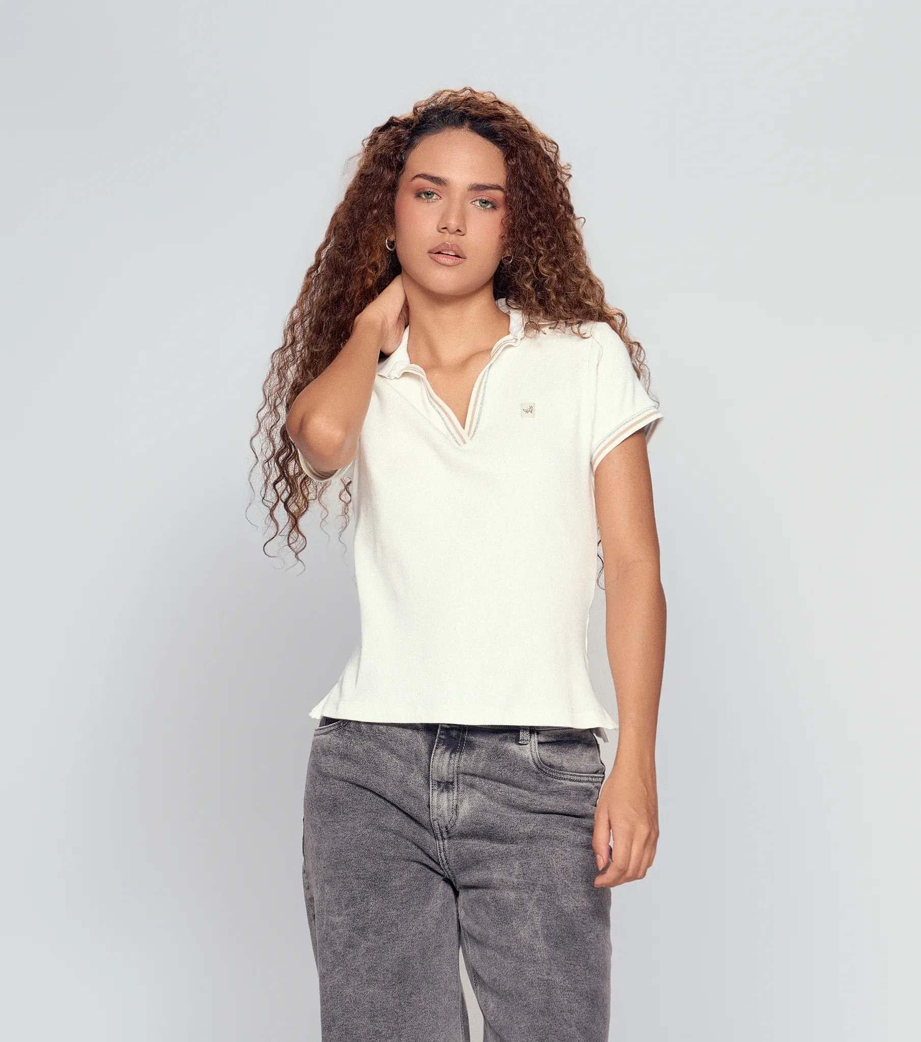 Laura Polo Unicolor Cuello En V Con Martingala Cuello Y Punos Tejidos Unser 834541 AR