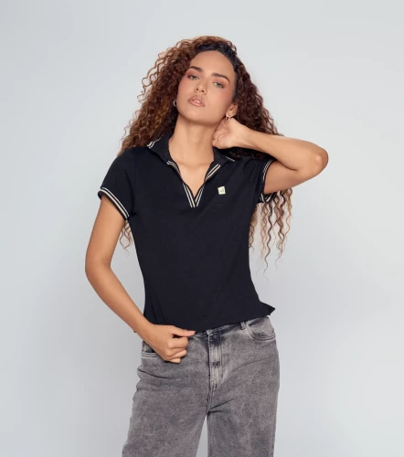 Laura Polo Unicolor Cuello En V Con Martingala Cuello Y Punos Tejidos UnserNG