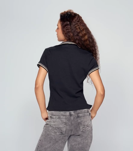 Laura Polo Unicolor Cuello En V Con Martingala Cuello Y Punos Tejidos UnserNG