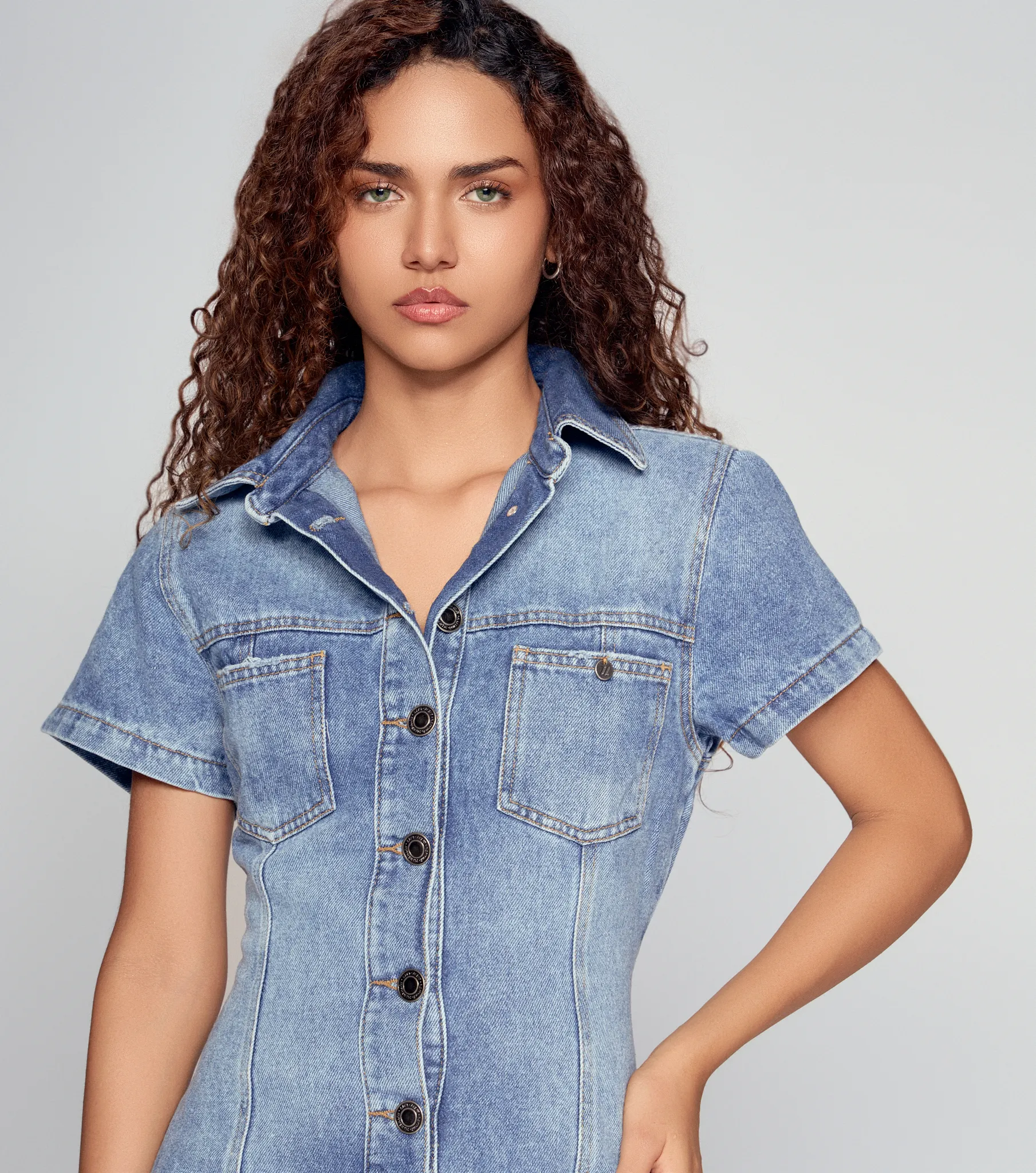 Marilyn Vestido Corto En Indigo Con Proceso Y Bolsillos Unser 834258 AZ