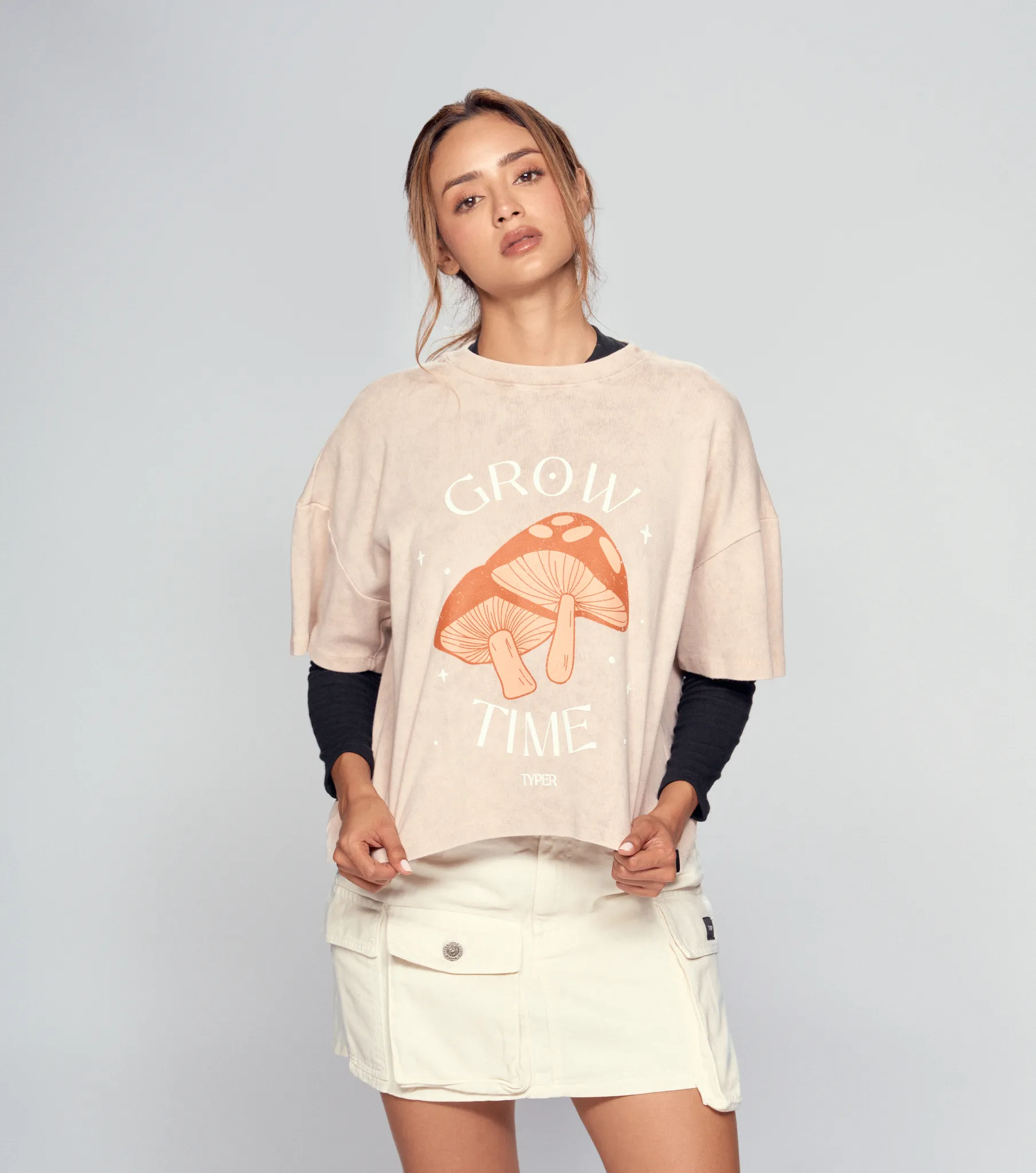 Melany T Shirt Boxy Con Acid Wash TyperKQ