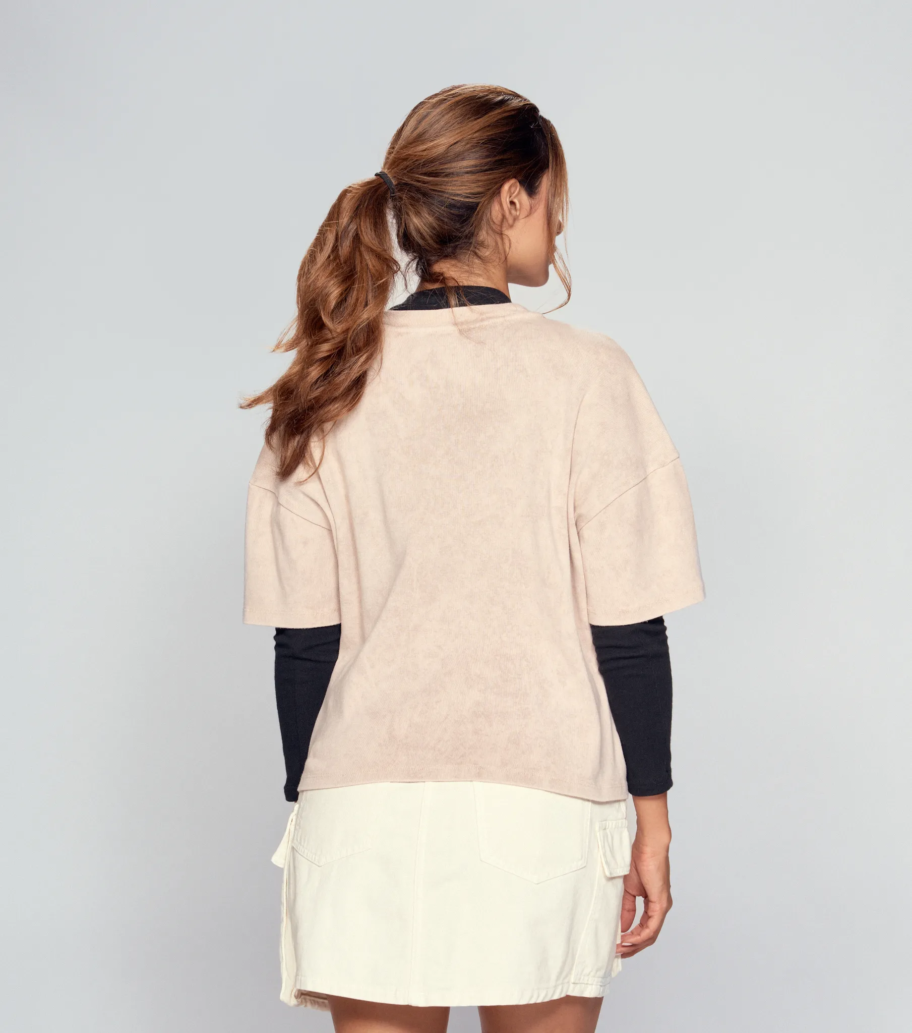 Melany T Shirt Boxy Con Acid Wash TyperKQ