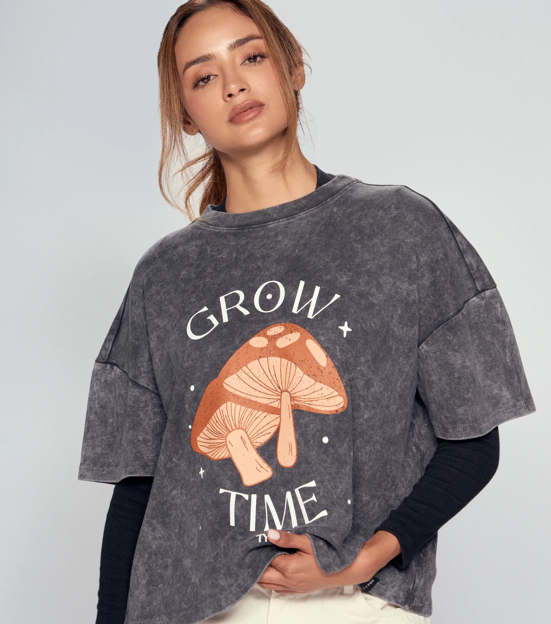 Melany T Shirt Boxy Con Acid Wash TyperNG