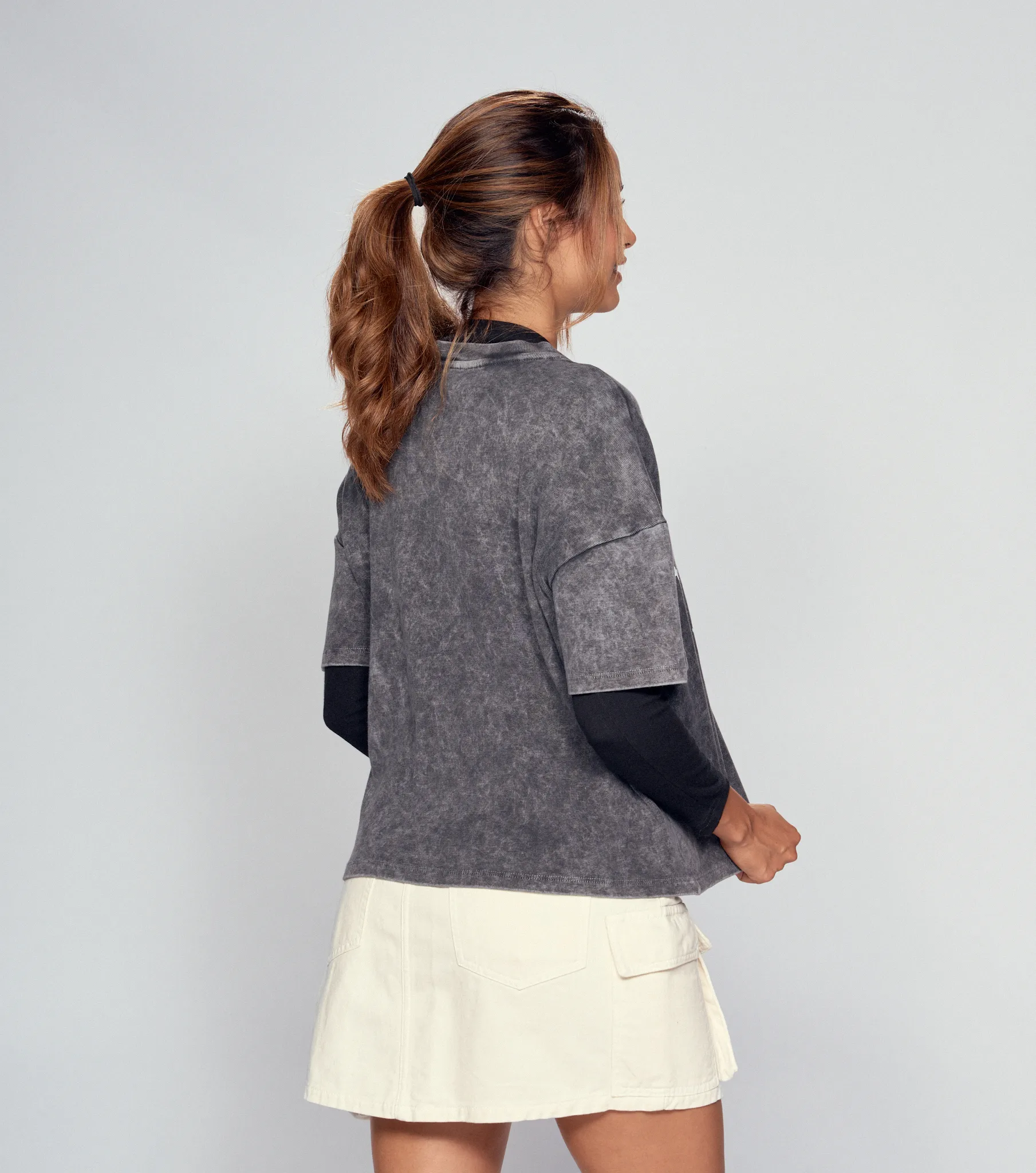 Melany T Shirt Boxy Con Acid Wash TyperNG