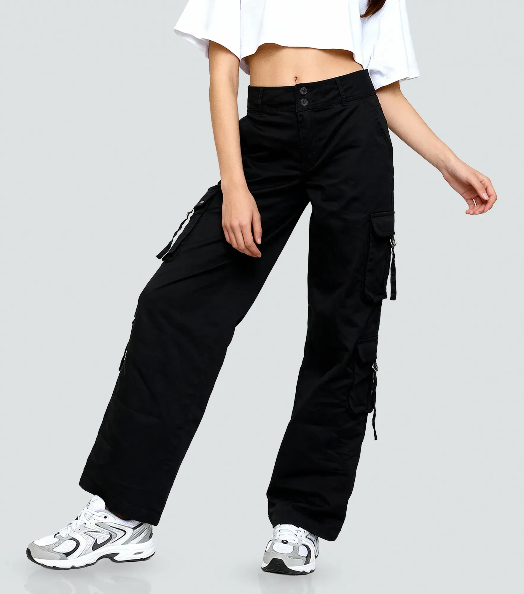 Pantalon Para Mujer Bota Ancha Con Bolsillos Tipo Cargo UnserNG