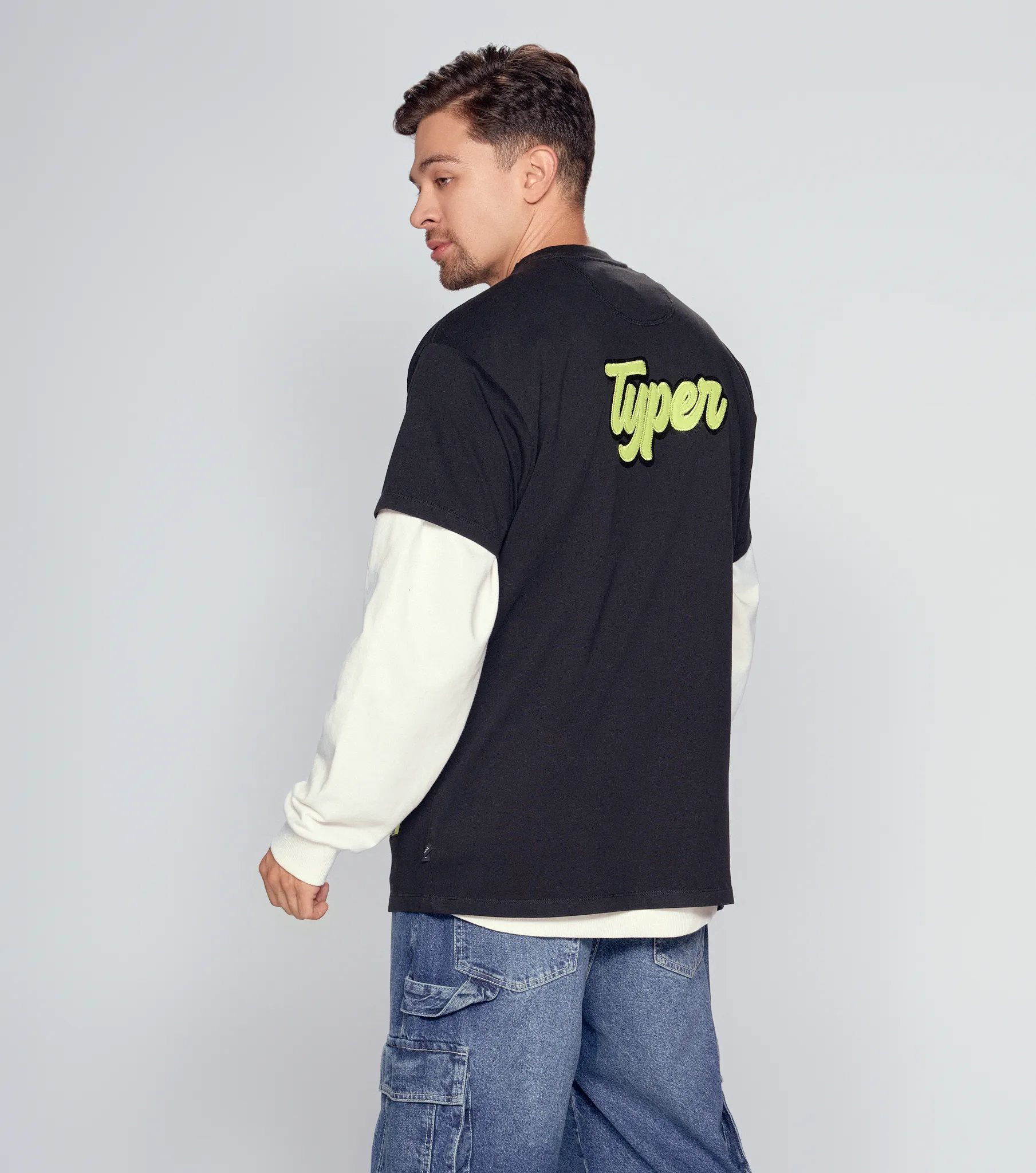 Paulo T Shirt Oversize Bordada Typer 834508 BL