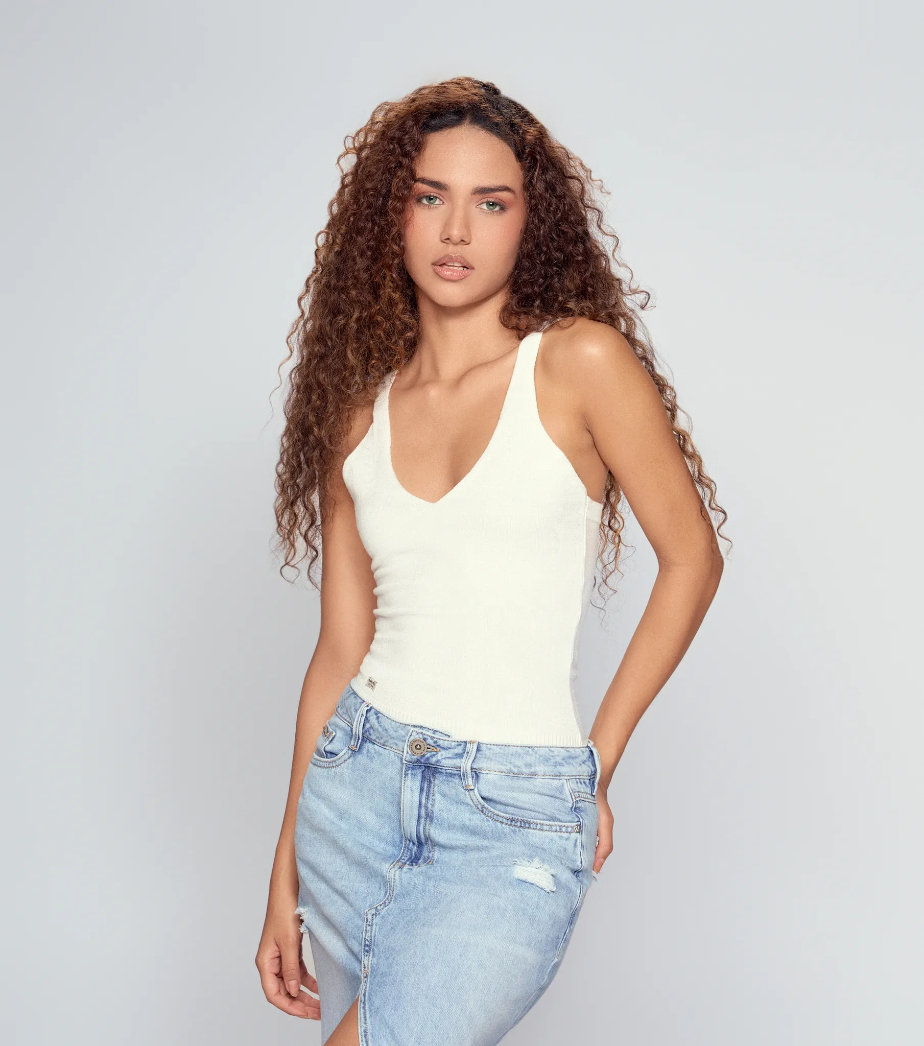 Paula Blusa Tejida De Tiras Unicolor UnserAR