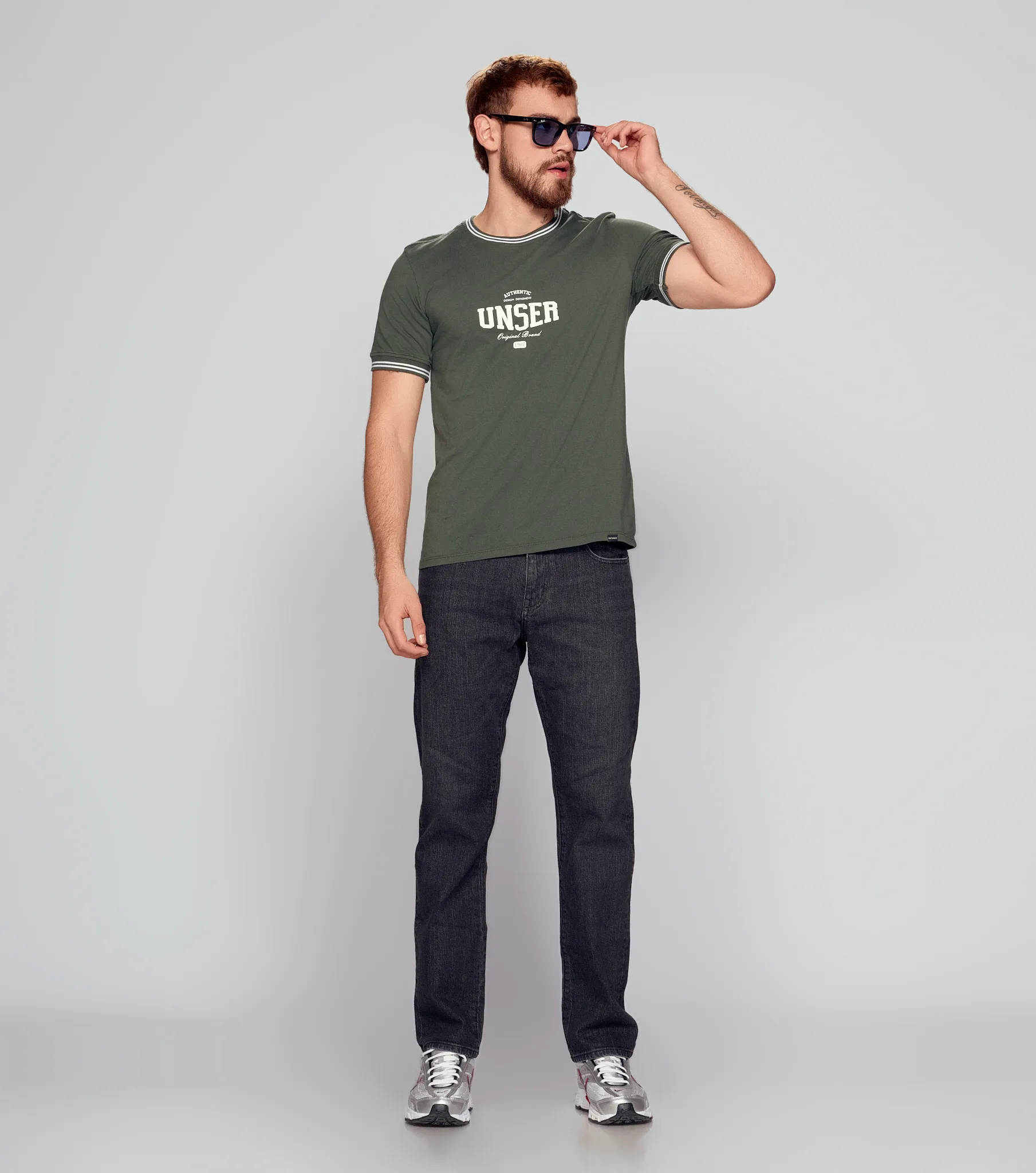 T Shirt Para Hombre Molderia Comfort Unicolor Con Estampado Unser 833906 BL