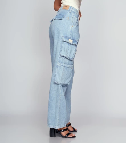 Jean Para Mujer Cargo Con Proceso Claro Barcelona Thalia DerekAZ