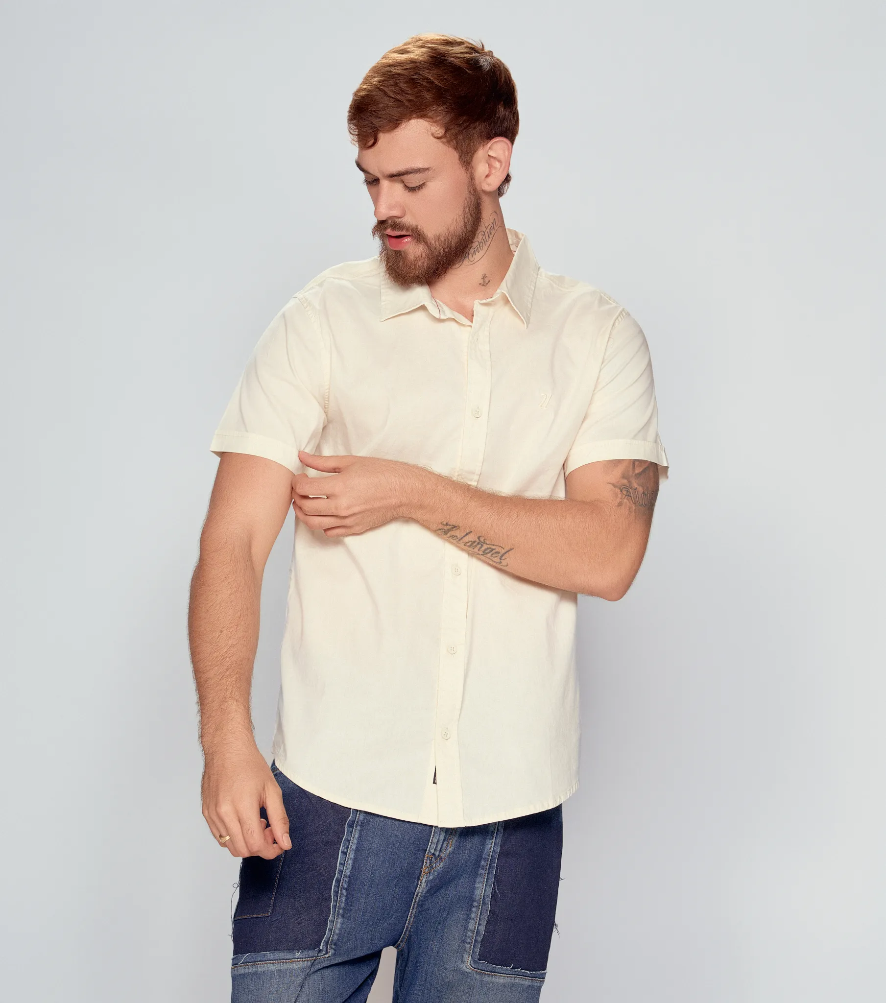 Camisa Para Hombre Molderia Comfort Unicolor UnserAR