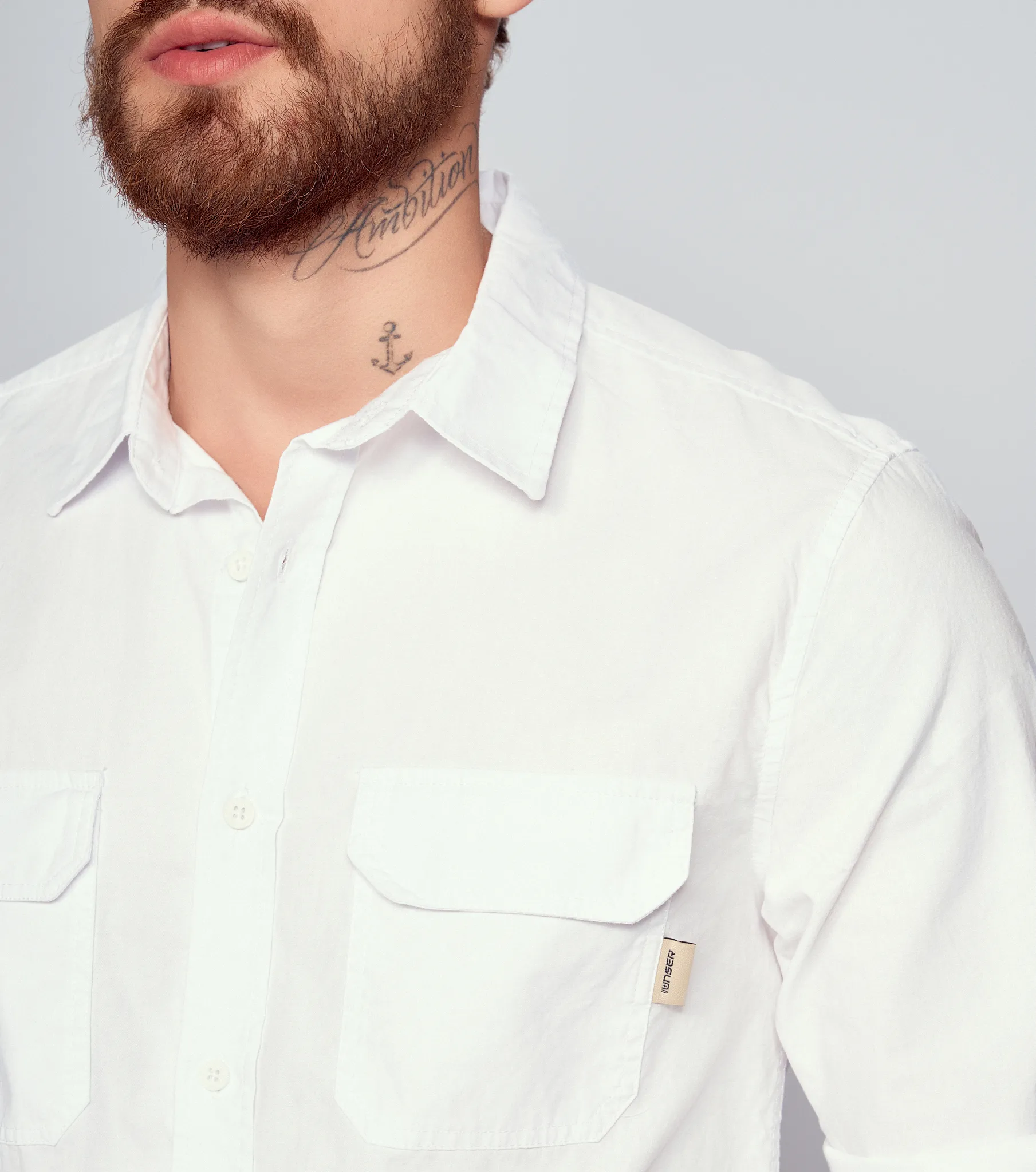 Camisa Para Hombre Unicolor Manga Larga Con Bolsillos Unser 834026 BL