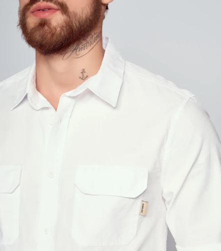 Camisa Para Hombre Unicolor Manga Larga Con Bolsillos UnserBL