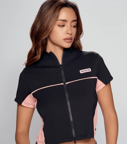 Melina Blusa Combinada Con Cremallera Doble Y Cuello Tejido UnserNG