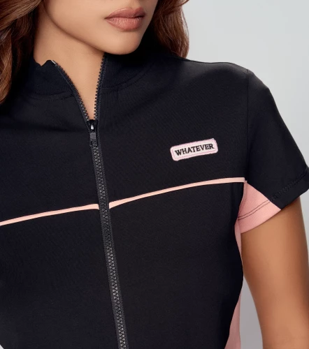 Melina Blusa Combinada Con Cremallera Doble Y Cuello Tejido UnserNG