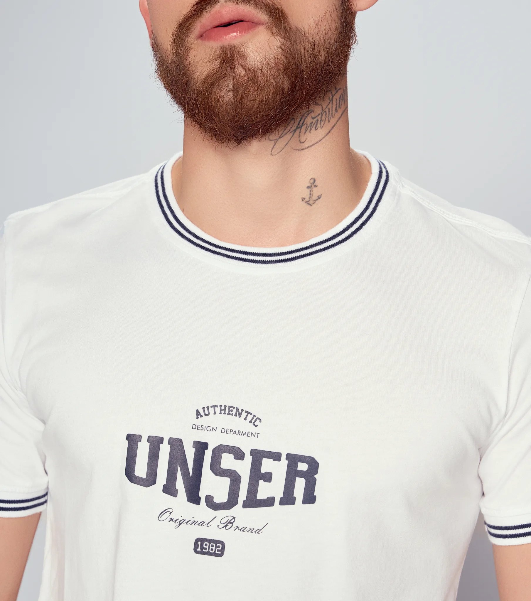 T Shirt Para Hombre Molderia Comfort Unicolor Con Estampado Unser 833906 BL