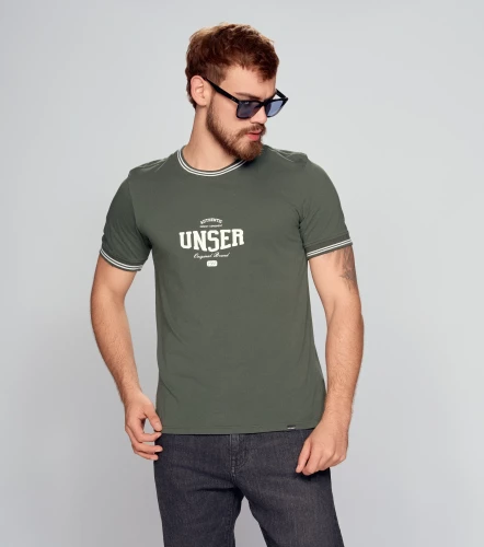 T Shirt Para Hombre Molderia Comfort Unicolor Con Estampado UnserVD