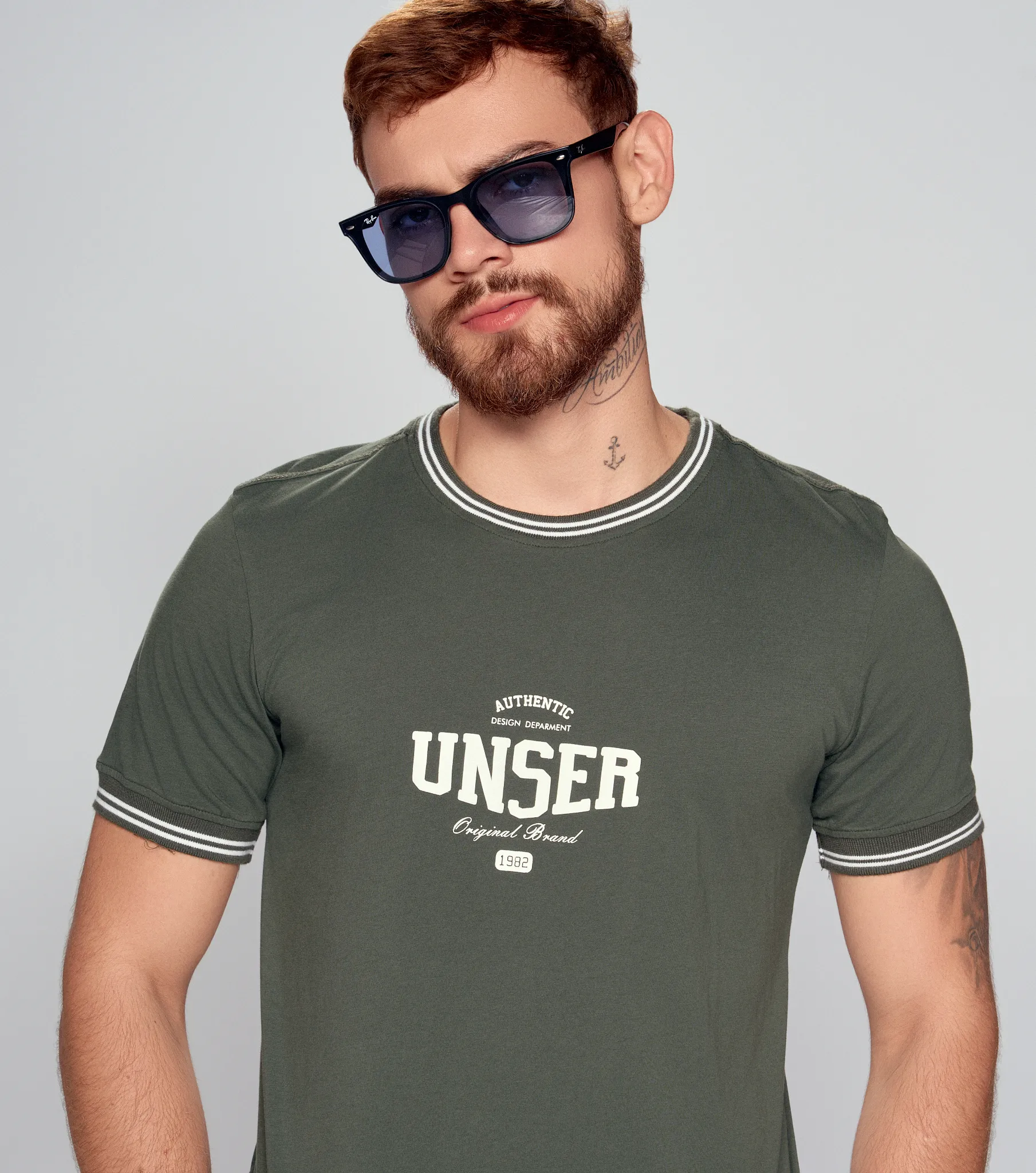 T Shirt Para Hombre Molderia Comfort Unicolor Con Estampado Unser 833906 BL